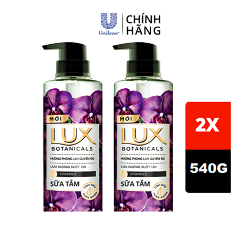 Combo Sữa Tắm Nước Hoa Lux Botanicals Hương Phong Lan Quyến Rũ Lưu Hương 12H 540g X2