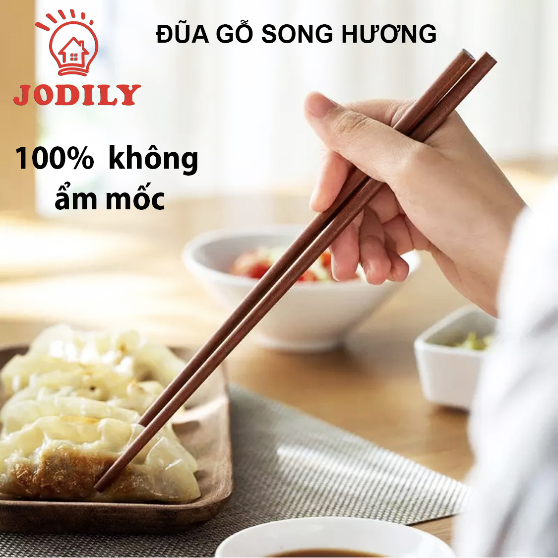 Đũa Gỗ Cao Cấp Song Hương - Gỗ Tự Nhiên - Đánh Bóng Thủ Công - Không Ẩm Mốc -Jodily - Hộp 10 đôi