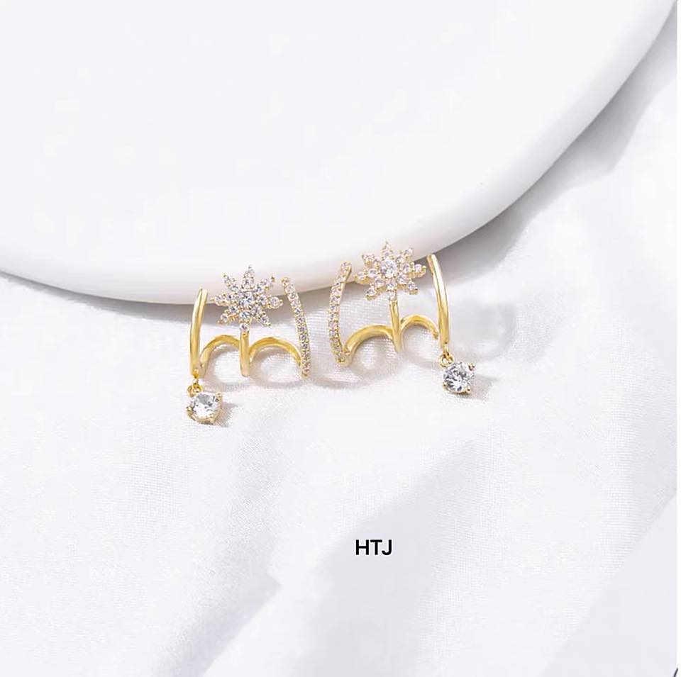 Bông tai bạc khuyên tròn nơ nhỏ xinh chất liệu bằng bạc s925 SA0405