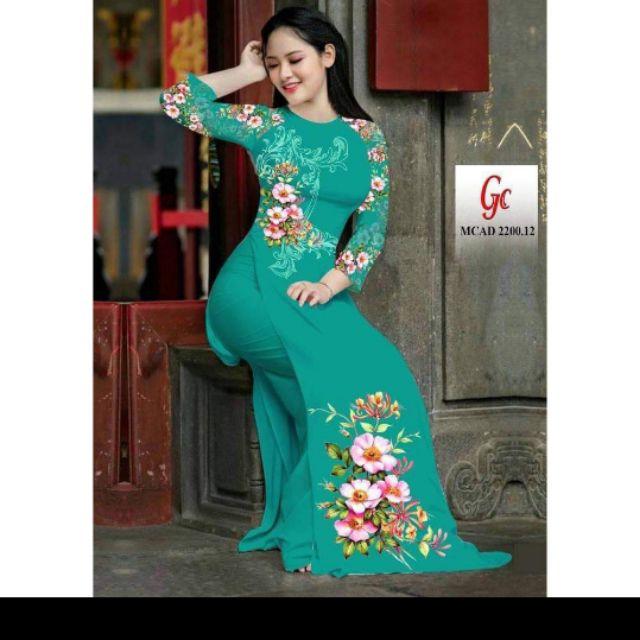Áo dài truyền thống in hoa 3D siêu đẹp