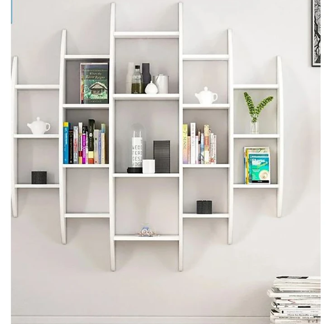 Kệ Gỗ Trang Trí Treo Tường Thiết Kế Dạng Hình Tròn Cách Điệu Tundo CTKT710 KT 146x146x29cm