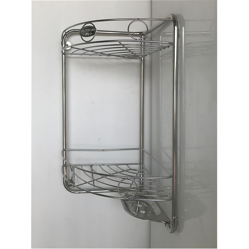 Kệ góc nhà tắm 2 tầng có khay để xà phòng - inox cao cấp HTD-KGT04B