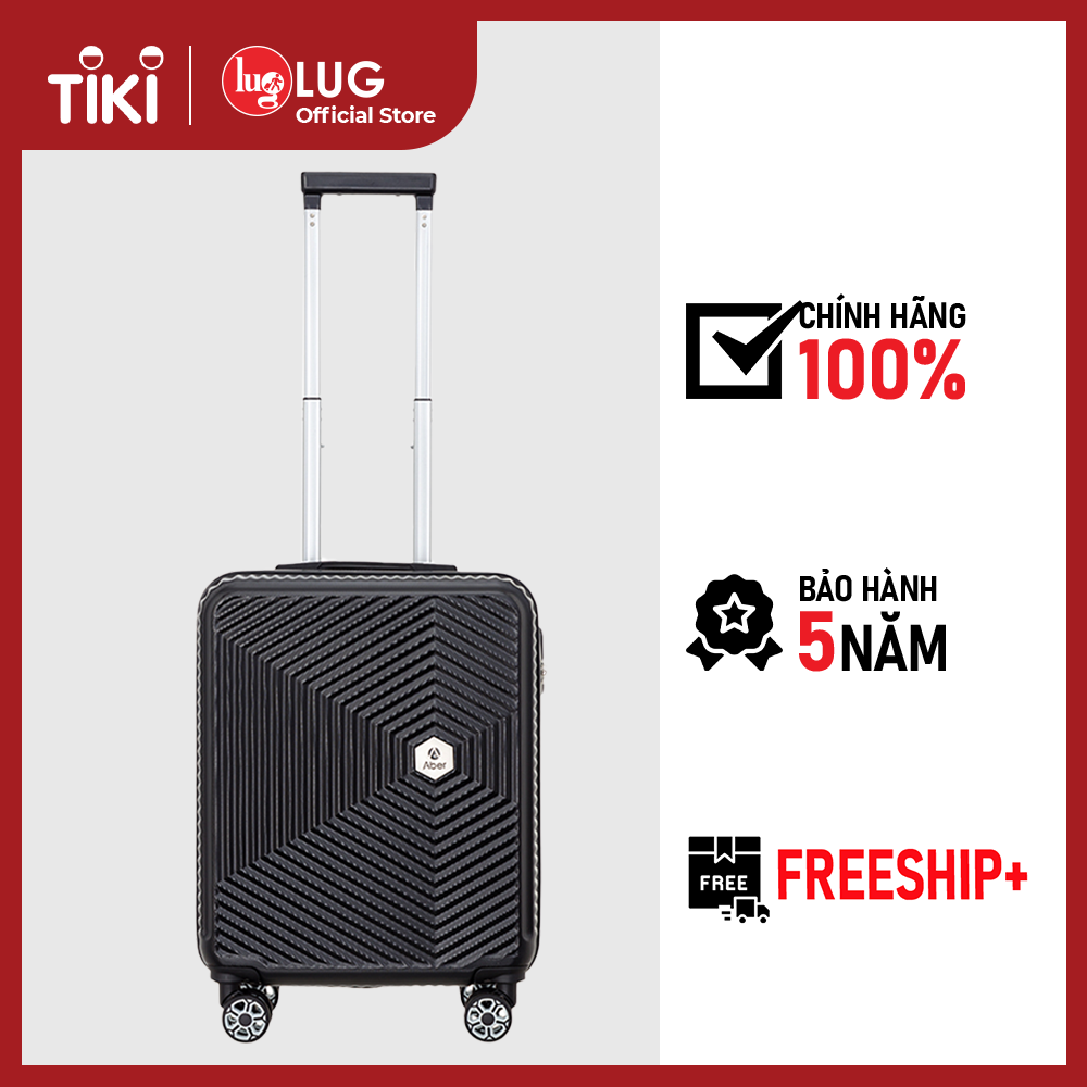 Vali Kéo Du Lịch Lug Thương Hiệu Aber Ab1195 Size 20, Nhựa Abs Hạn Chế Trầy Xước, Khóa Số Bảo Mật An Toàn - Black - 20Inch