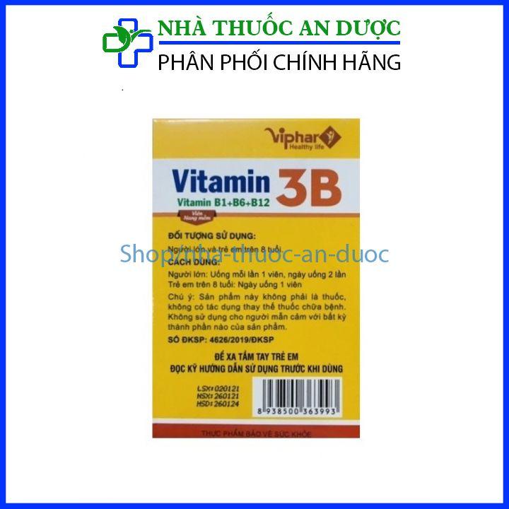 Viên uống Vitamin 3B giúp ăn ngon ngủ tốt, giảm đau nhức, tê bì chân tay hộp - 100 viên