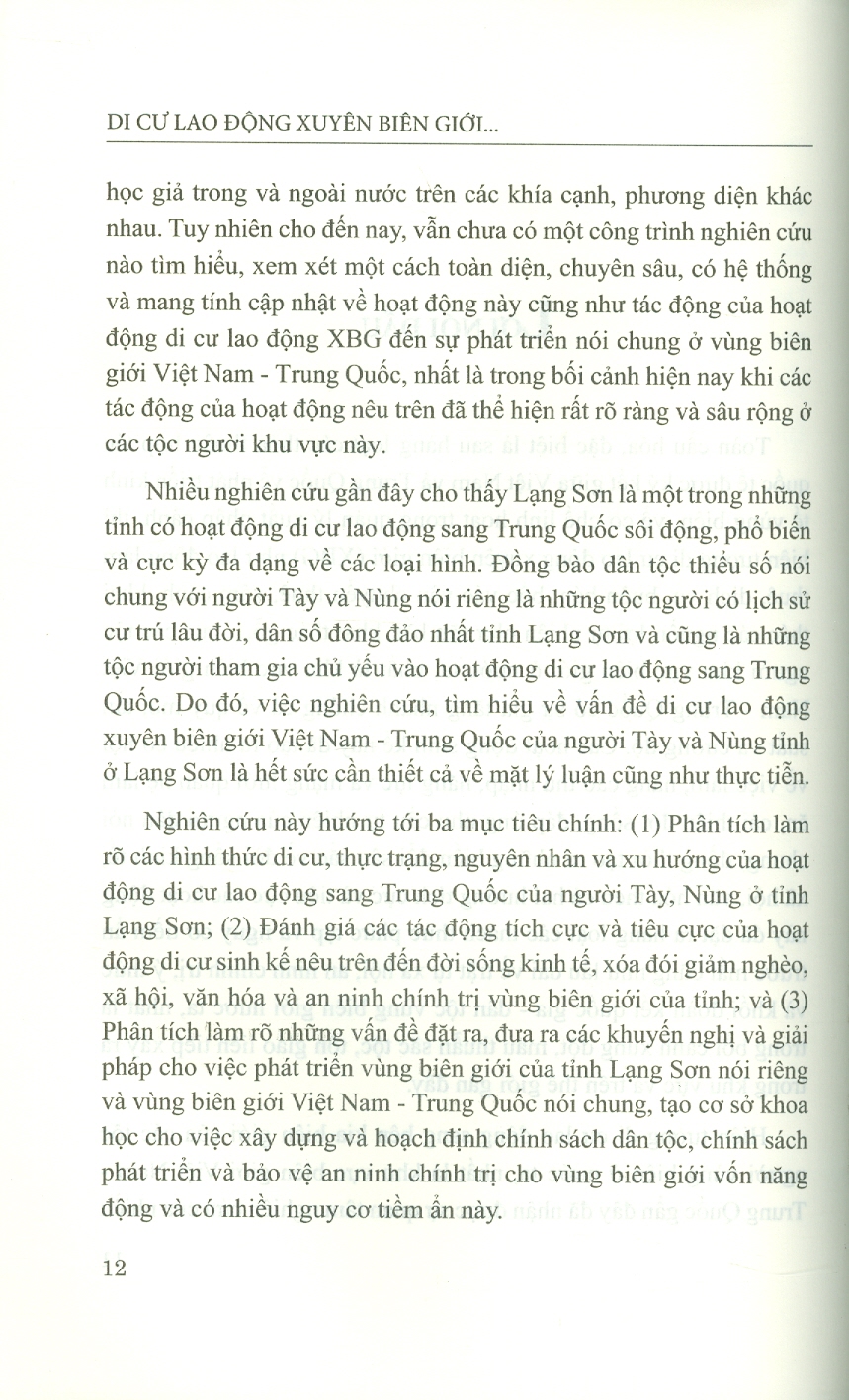 Di Cư Lao Động Xuyên Biên Giới Của Một Số Tộc Người Ở Vùng Biên Giới Việt Nam - Trung Quốc (Sách chuyên khảo) - Viện Hàn lâm Khoa học Xã hội Việt Nam - Vũ Đình Mười chủ biên