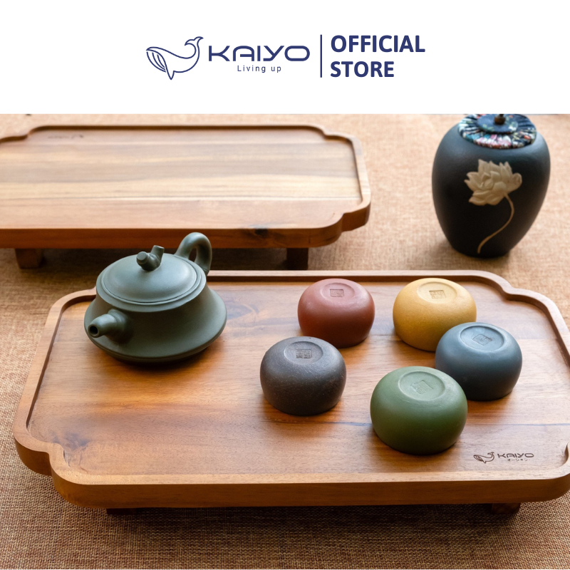 Khay trà bằng gỗ Kaiyo, kích thước 25x40cm