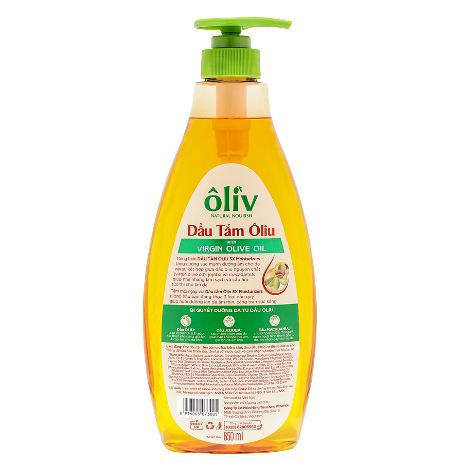 Dầu Tắm Ôliv Natural Nourish Virgin Olive Oil (650ml)