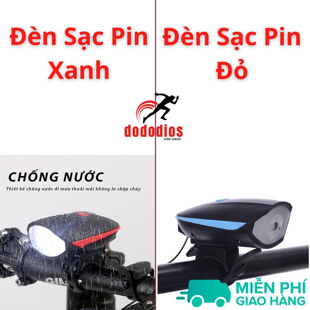 Hình ảnh combo Đèn xe đạp thể thao siêu sáng có còi pin sạc chống nước + Đèn chiếu hậu cảnh báo TẶNG 2 ĐÈN GẮN VAN XE