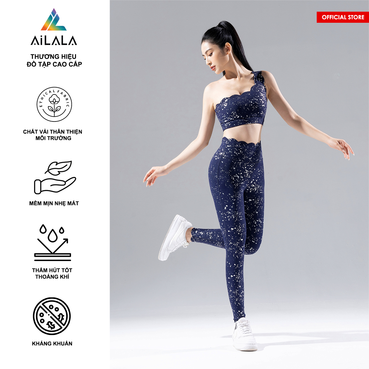 Bộ quần áo thể thao nữ AiLALA LUX51, Đồ tập Yoga Gym Pilates, chất vải Hi-tech cao cấp