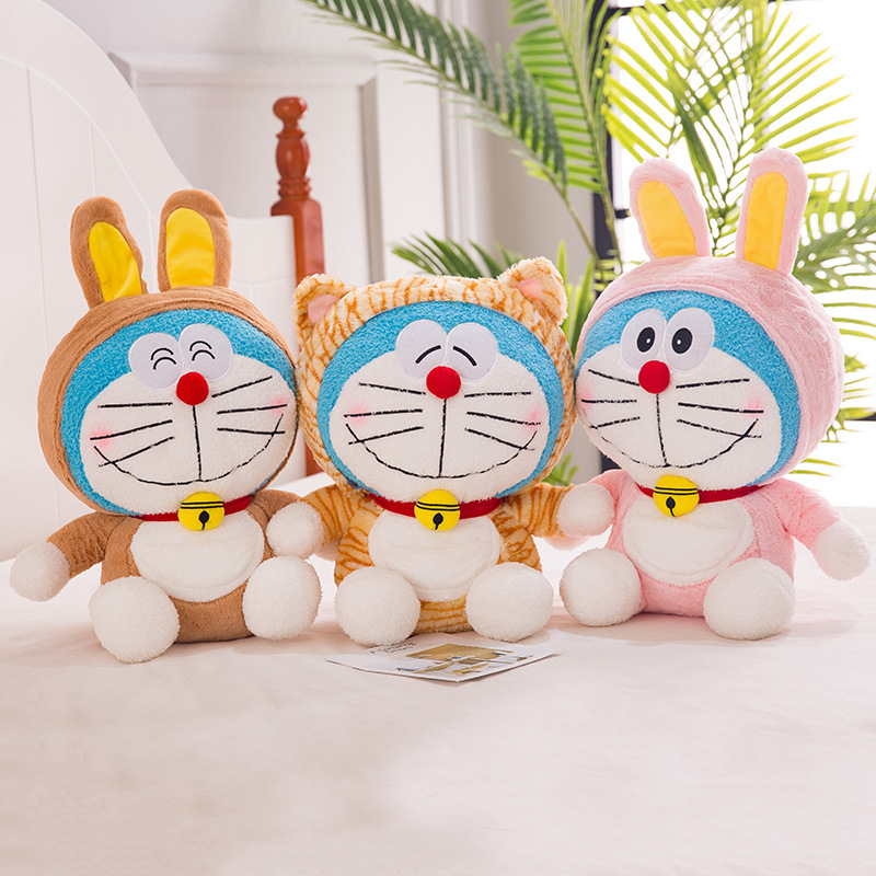 Gấu Bông Doremon Cosplay Thỏ Hồng, Thỏ Nâu, Beo Siêu Mềm Siêu Cute