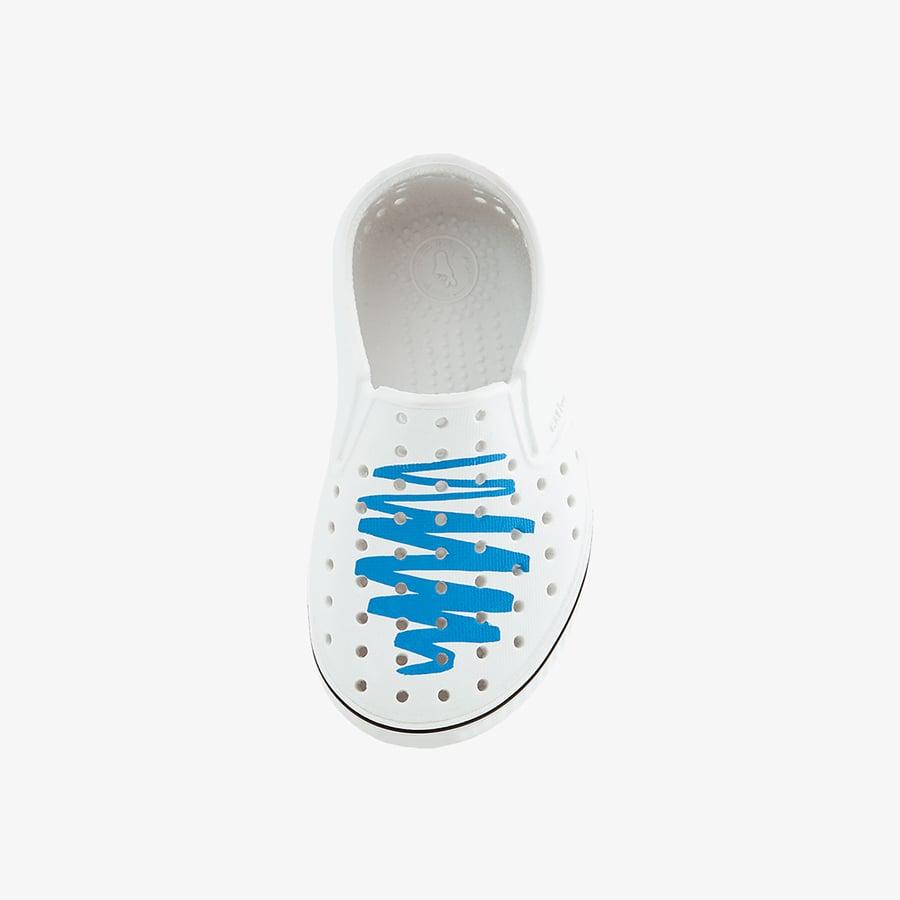 Giày Lười Trẻ Em NATIVE Miles Print Junior - Shell White/ Shell White/ Itty Bitty Blue Scribble - 32.5