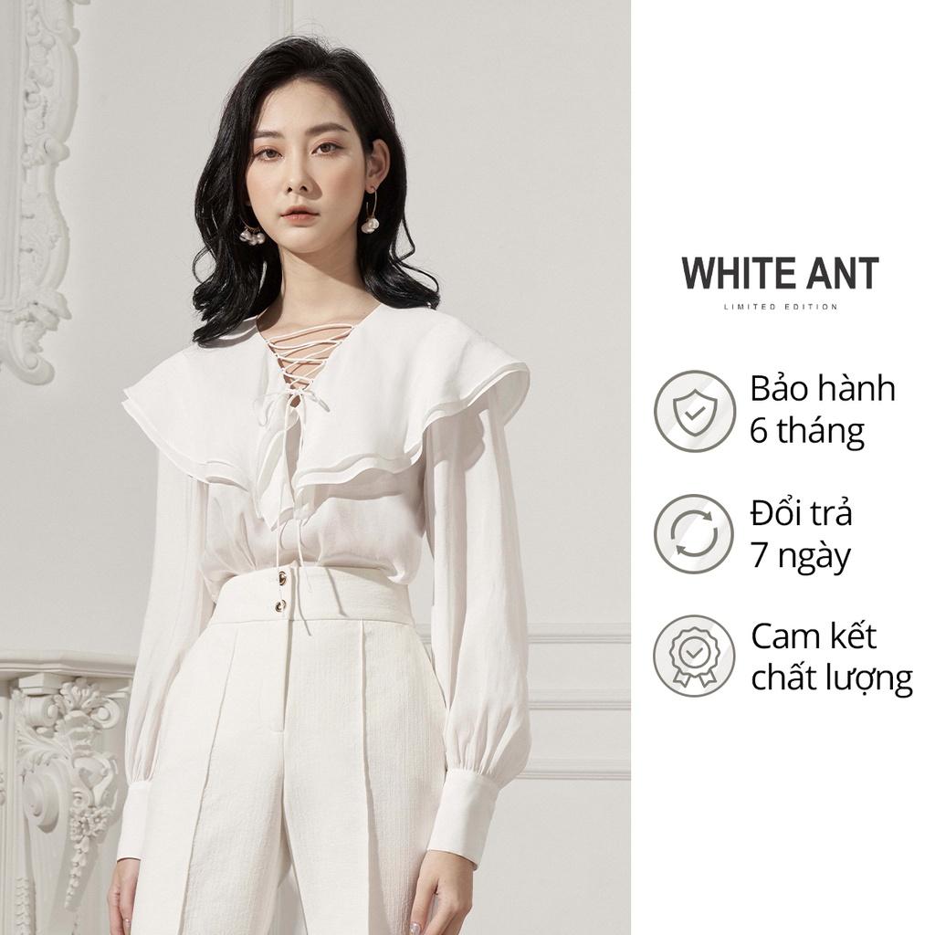 Áo Sơ Mi Nữ Công Sở Dài Tay WHITE ANT Thiết Kế Cổ Dây Buộc Tinh Tế, Chất Liệu Tơ Nhập Khẩu Cao Cấp 170300003.493