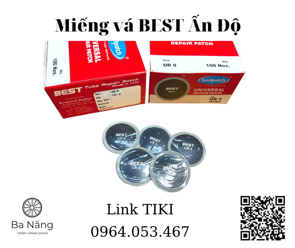 100 Miếng vá ruột xe máy, ôtô hình tròn UR0 35mm