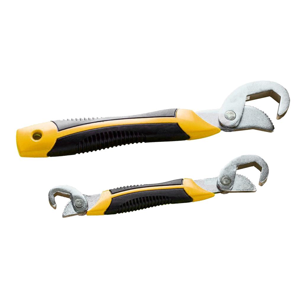 2PCS Multifunction Adjustable Universal Quick Snap'N Grip Wrench Tool Yellow
