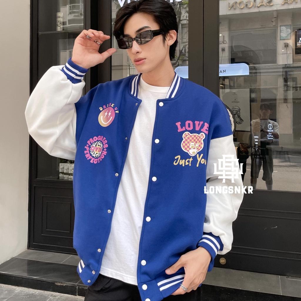 _ Áo khoác Varsity Nothing On họa tiết Longsnkr chất nỉ giữ nhiệt và thoáng - Bomber /Vars