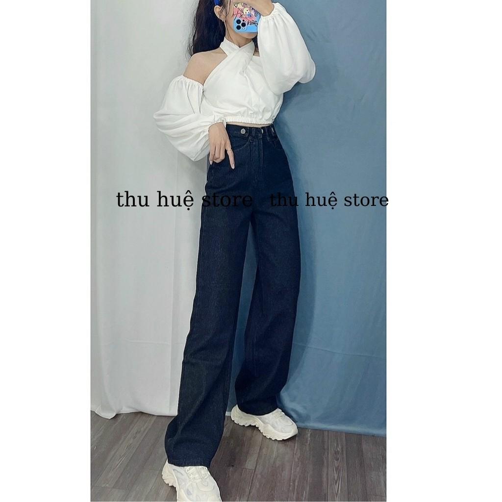Quần Jean Nữ Ống Rộng Khuy Kiểu AA3 Kèm Ảnh Chụp Thật 100% From Chuẩn Mẫu