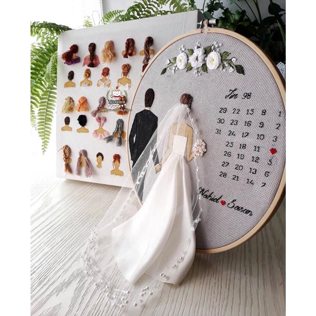 DIY bộ KIT Nguyên liệu thêu tay thủ công Quà tặng Ngày cưới Sinh Nhật Kỷ niệm Combo Thêu tự làm Handmade Bách hóa Na Na
