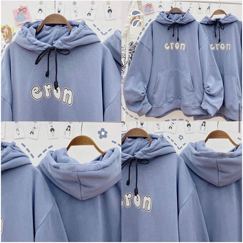 Áo Hoodie Chống Nắng THIFU FASHION Thêu Chữ ERON Nón 2 Lớp Chất Liệu Thun PE Cho Nam Và Nữ Dưới 70kg