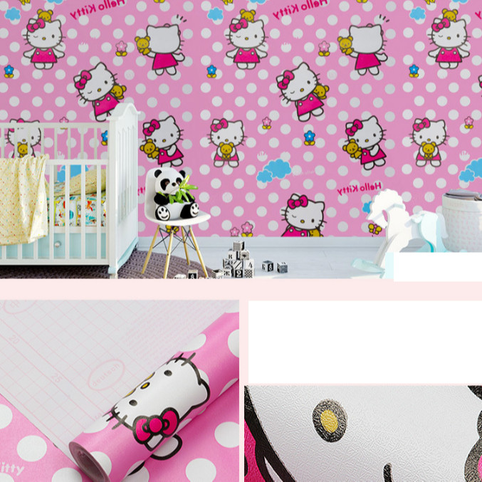 Cuộn 5m Decal Giấy Dán Tường Kitty châm bi (5m dài x 0.45m rộng)