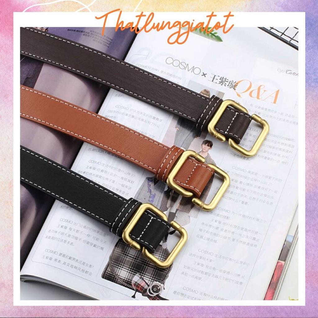 Thắt lưng da nữ Ulzzang mặt chữ S màu đồng bản 2.8cm TL068 (Hỗ trợ cắt dây nịt