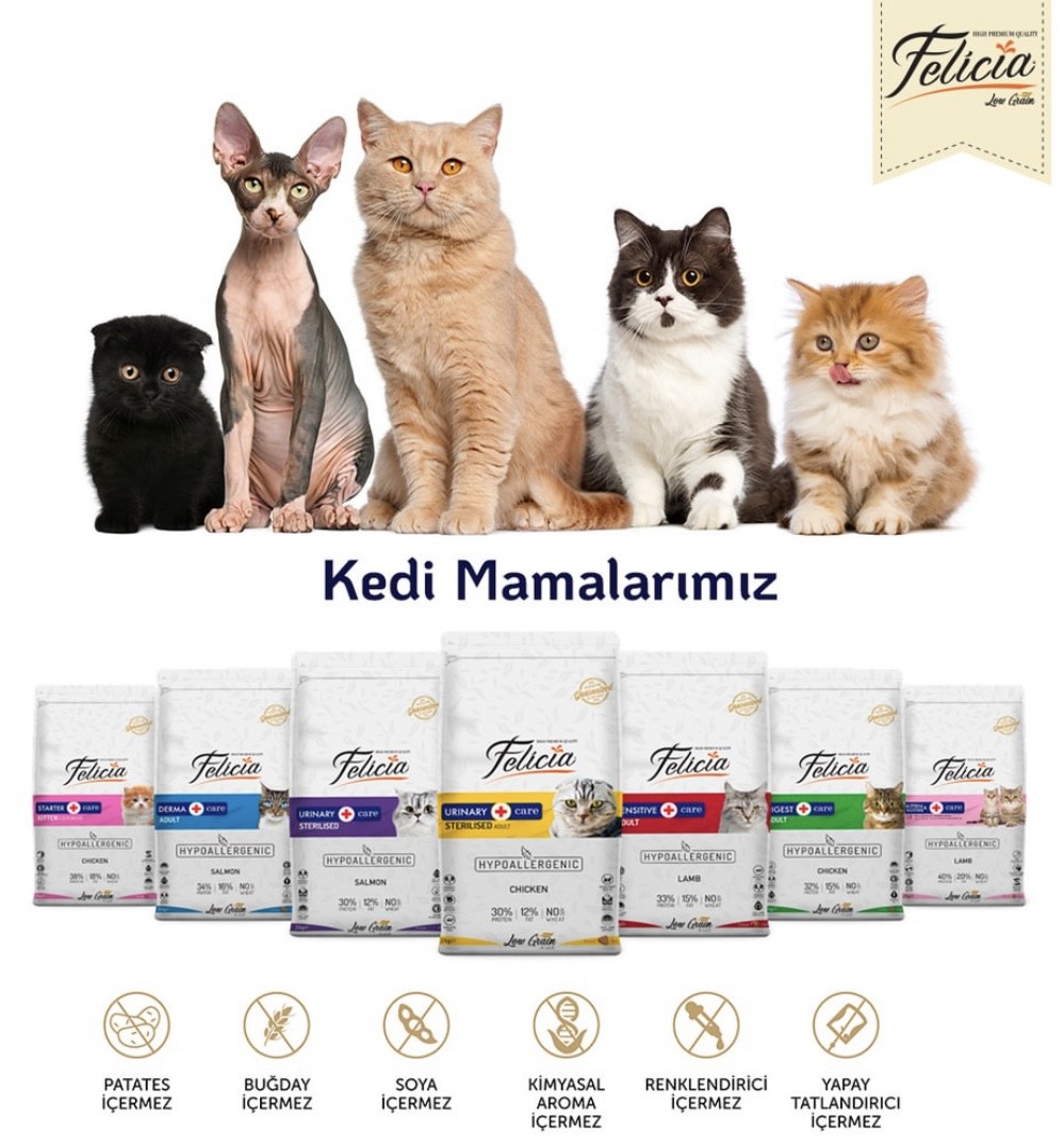 Thức ăn cho mèo mọi lứa tuổi Felicia hỗ trợ tiết niệu,đẹp lông &amp; da, hỗ trợ tiêu hoá - Xuất xứ Thổ Nhĩ Kỳ