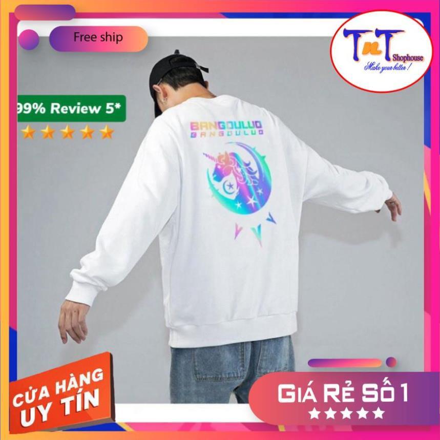 AS88 Áo Sweater Unisex ️/Áo nỉ Ulzzang phản quang unisex dài tay nam nữ - Kỳ Lân Bango