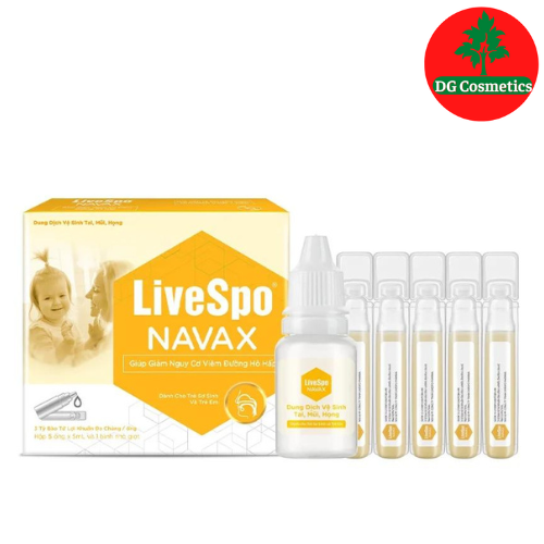 Combo 2 Hộp Nước muối sinh lý bào tử lợi khuẩn Livespo Navax dành cho trẻ sơ sinh , trẻ em ( Hộp màu vàng 5 ống x5ml )