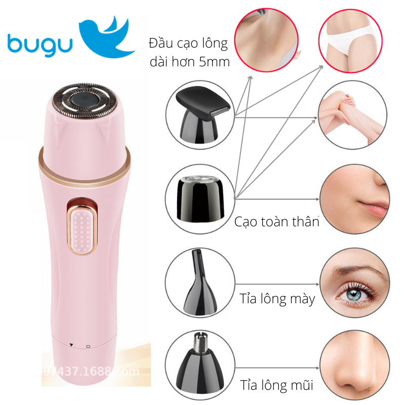 Máy Cạo Lông Toàn Thân Chính Hãng Bugu BZ-35666 Đa Năng 4 In 1 Sạc USB Nhỏ Gọn Tiện Lợi An Toàn