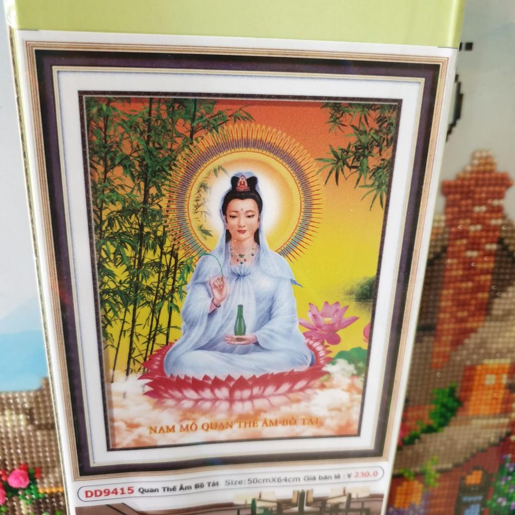 Tranh Đính Đá QUAN ÂM BỒ TÁT . Kích Thước: 64cm x 50cm