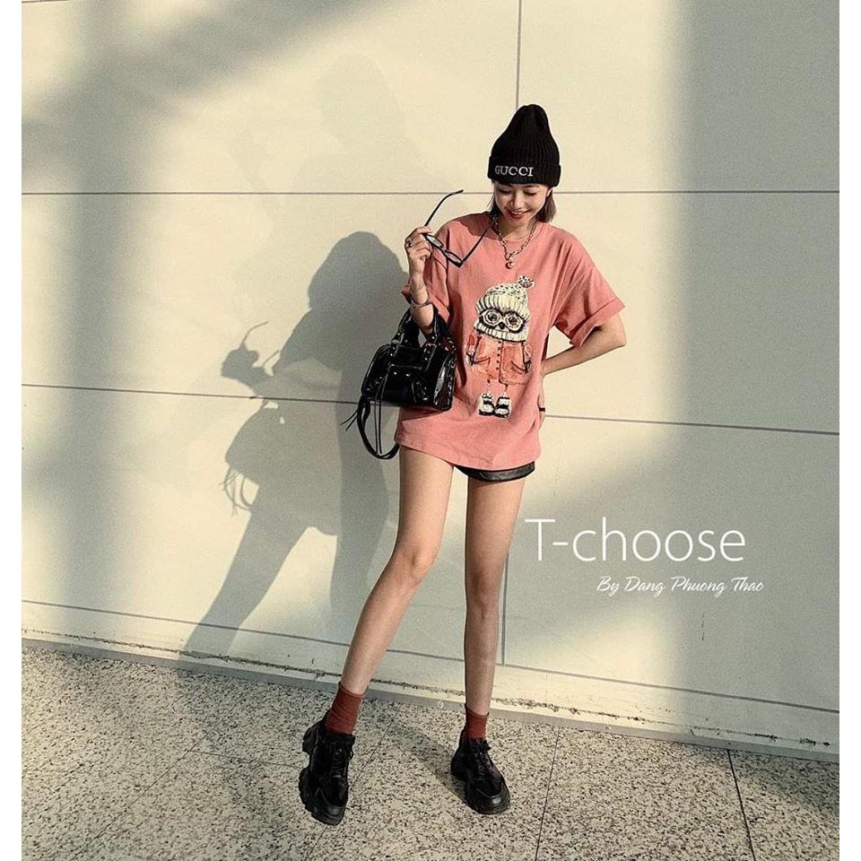Áo phông hồng hình cú chibi xinh xắn