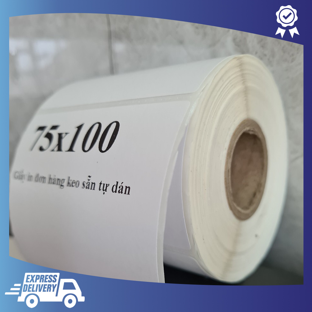 Giấy in decal tem in đơn vận chuyển Best Express 75x100mm cuộn 30m