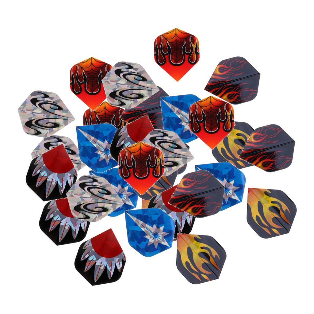 2x 30 Pieces Durable Assorted Color  Flights Standard Shape Spider Flame  Pattern