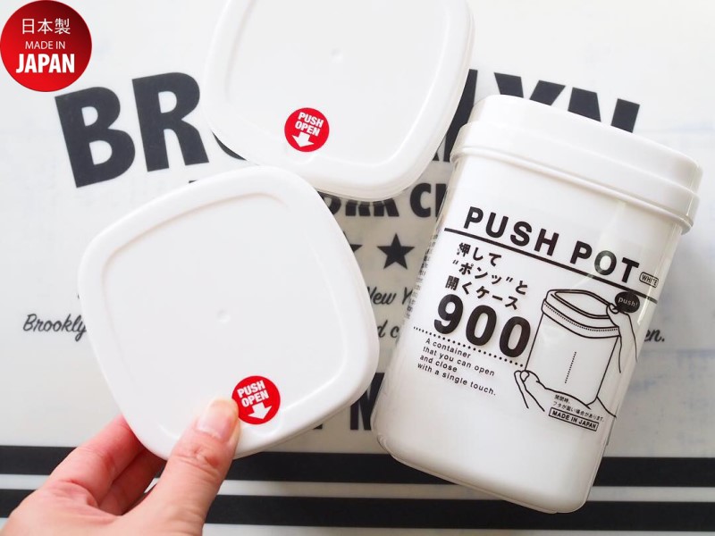 Hộp đựng &amp; bảo quản thực phẩm Push Pot 900ml làm từ nhựa PP cao cấp - nội địa Nhật Bản