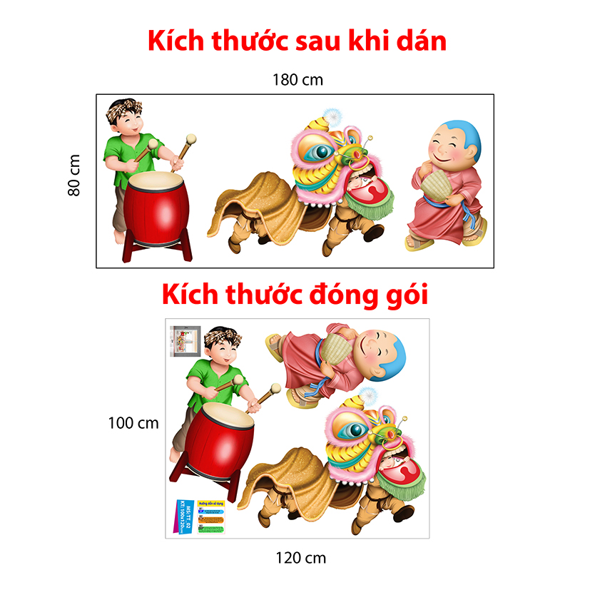 Decal trang trí trung thu 2021  vui cùng lân sư số 1