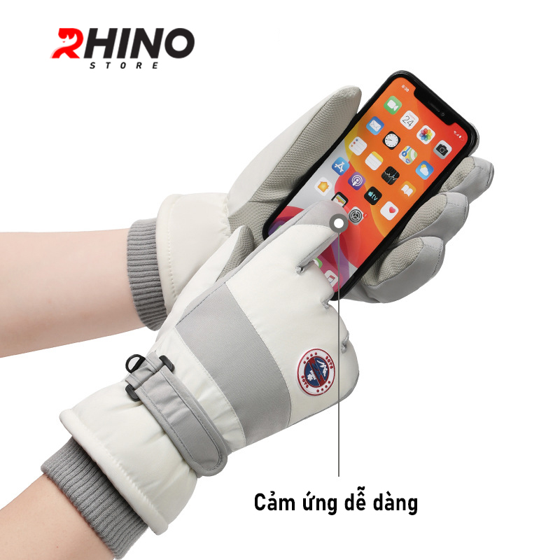 Găng tay lót lông cừu giữ ấm mùa đông chống gió, kháng nước Rhino G904 Bao tay chống trượt đi xe máy, xe đạp cho nam nữ, bảo hộ đi phượt