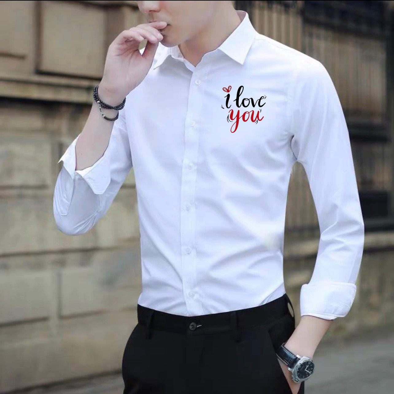 Áo Sơ Mi Nam Nữ In Chữ “Love” Chất Vải Mịn Mát, Thiết Kế Sang Trọng, Lịch Sự Mặc Đôi, Cặp Đều Được