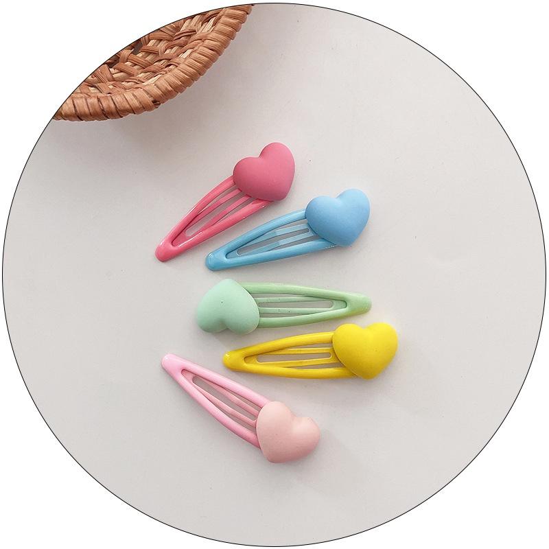 Set 5 - Kẹp tóc bấm phủ bóng nơ hoặc trái tim màu kẹo ngọt dịu dàng Nunam shop kẹp tóc tiểu thư đẹp cute