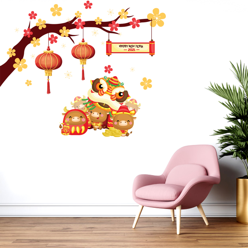 Decal Dán Trang Trí Phòng | Tranh Dán Tường Chủ Đề Cành Mai Ngày Tết