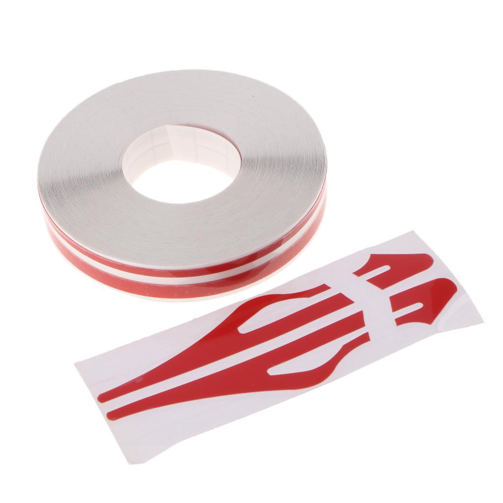 2x Brooches Stripe Tape Vinyl Decal Car Sticker Steamline Dual Line Red