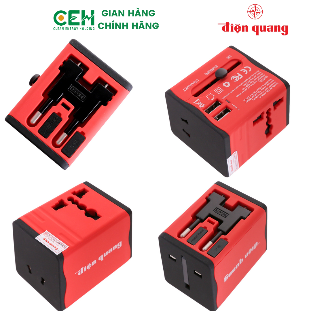 Ổ cắm du lịch Điện Quang ĐQ ESK TV06 2U (2 cổng USB)