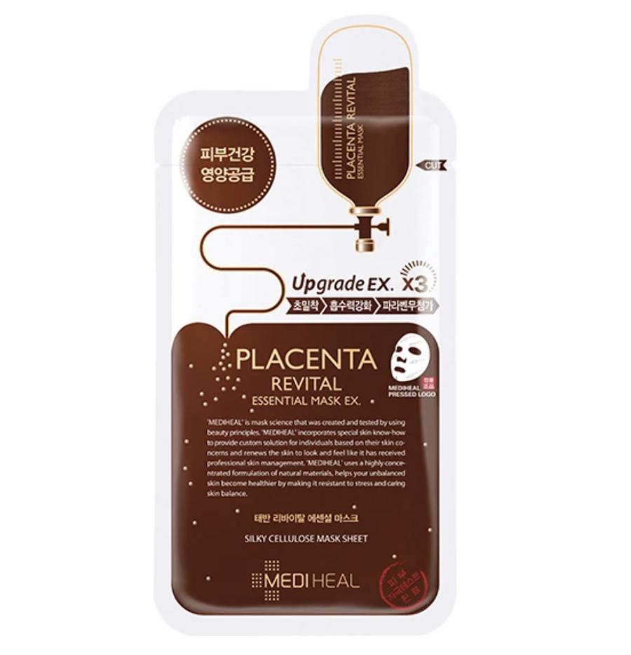 Bộ 10 Gói Mặt Nạ Nhau Thai Cừu Tăng Độ Đàn Hồi Và Chống Lão Hóa Da Mediheal Placenta Revital Essential Mask Ex 25ml x10 + Tặng 1 Băng Đô Tai Mèo Xinh Xắn ( Màu Ngẫu Nhiên)