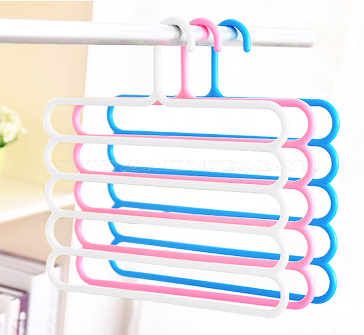 Combo 3 móc treo quần áo 5 tầng bo kín đầu tiện dụng