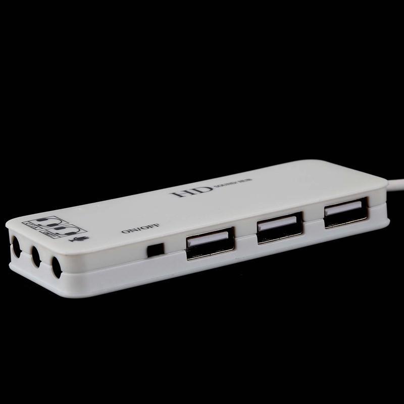 Adapter chia cổng tai nghe và 3 cổng USB cho máy tính tiện dụng