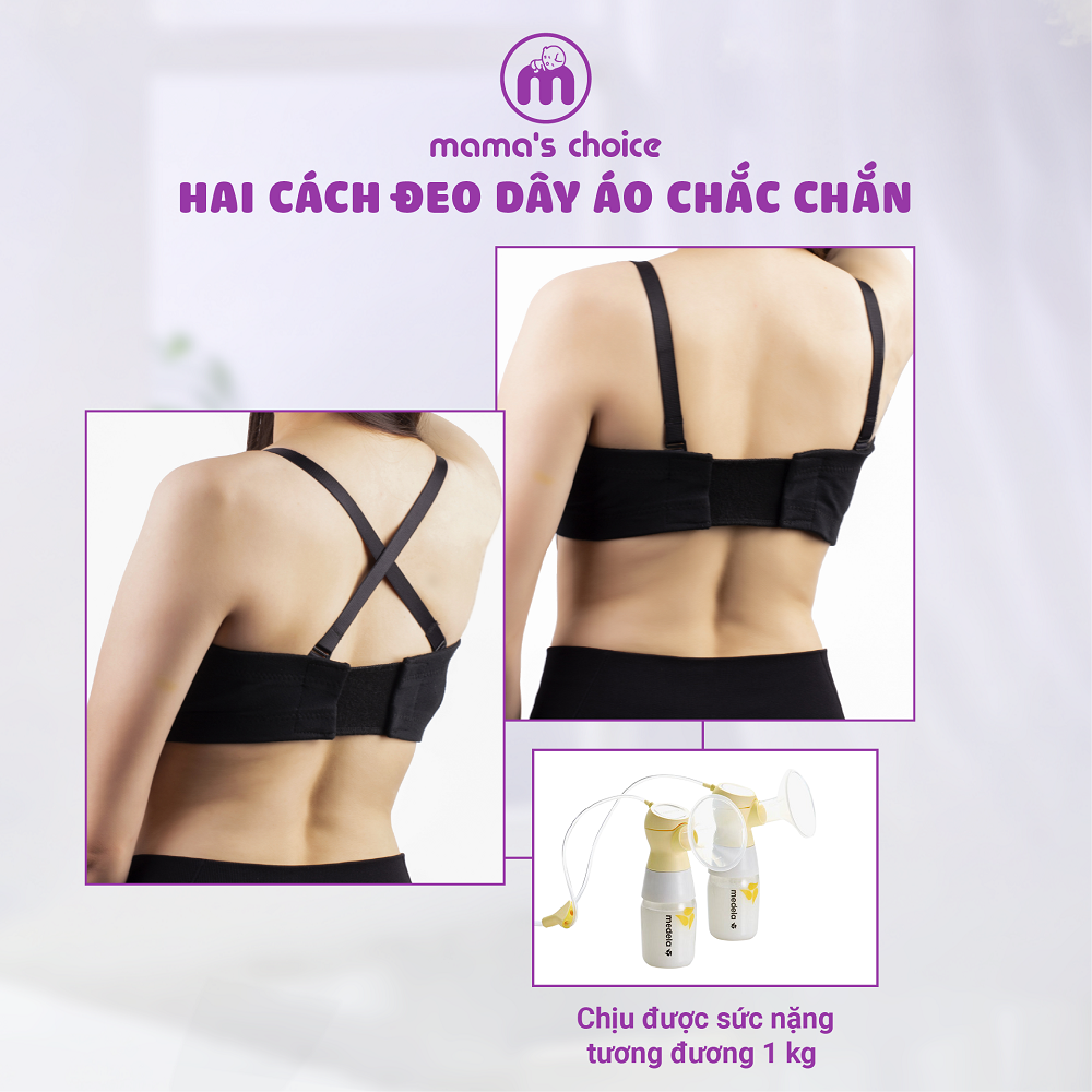 Áo Hút Sữa Rảnh Tay Mama’s Choice, Mặc Hút Sữa Cho Mẹ, Có Dây Giữ Bình Hút Sữa Chắc Chắn, Chất Liệu Thoáng Khí, Freesize - MÀU ĐEN