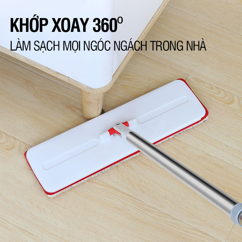 Bộ lau nhà cao cấp OKwife PRO N01 có thùng lau nhà 2 ngăn tự vắt, cây lau nhà xoay 360 độ lau sạch khô nhanh, 2 bông lau