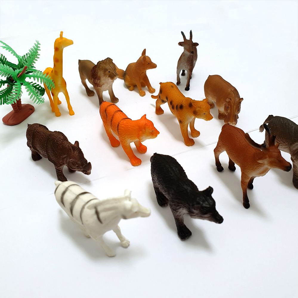 Combo 2 bộ đồ chơi mô hình động vật Safari (5-7 cm) 13 chi tiết sống động Animal World cho bé