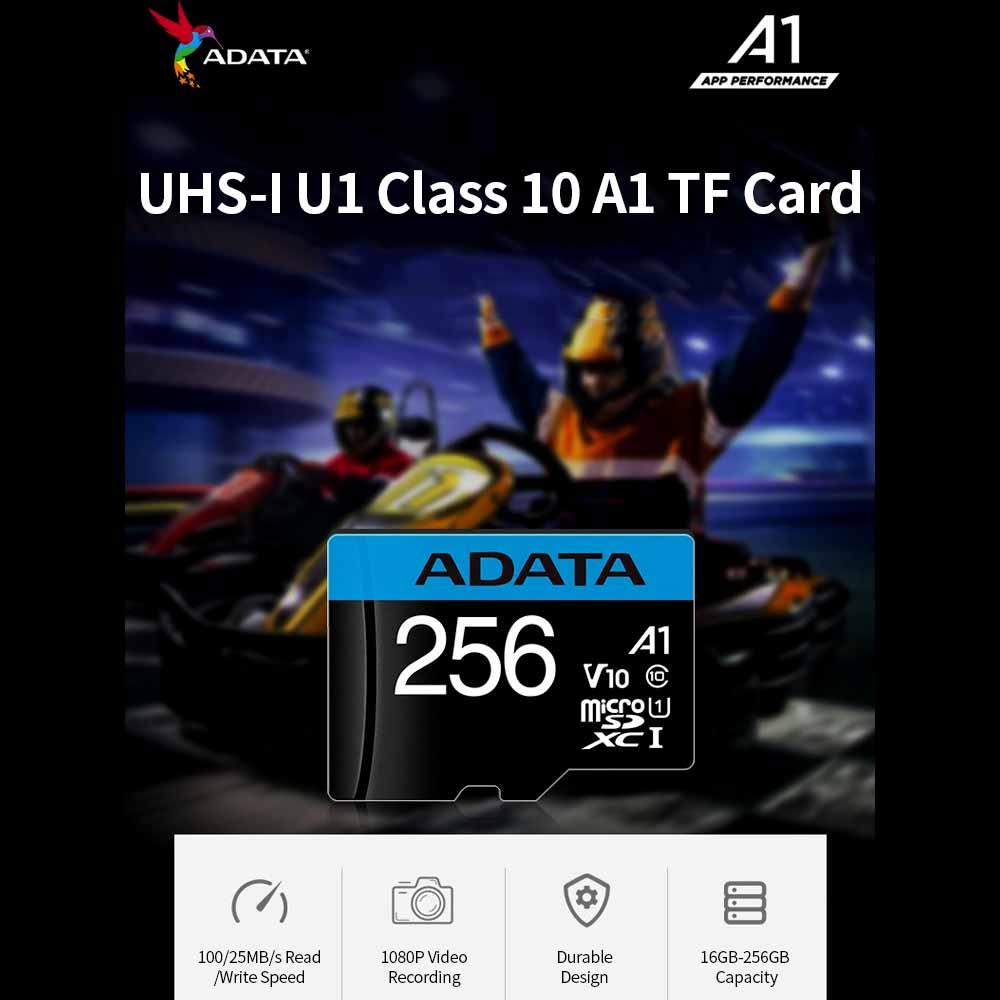 Thẻ nhớ ADATA Micro SD 64GB A1 U1 C10 V10 Thẻ TF tốc độ cao Hỗ trợ quay video HD 1080P giám sát tại nhà bằng camera hành trình - Màu xanh lam - 64GB
