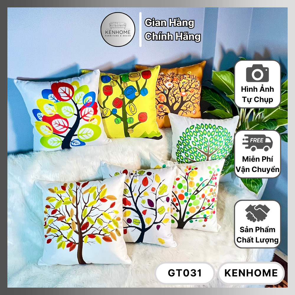 Gối Sofa Họa Tiết Mùa Thu - Gối Tựa Lưng Sofa Trang Trí Phòng Khách, Khách Sạn Vintage - Vải Bố Cao Cấp - Kích Thước 45x45cm