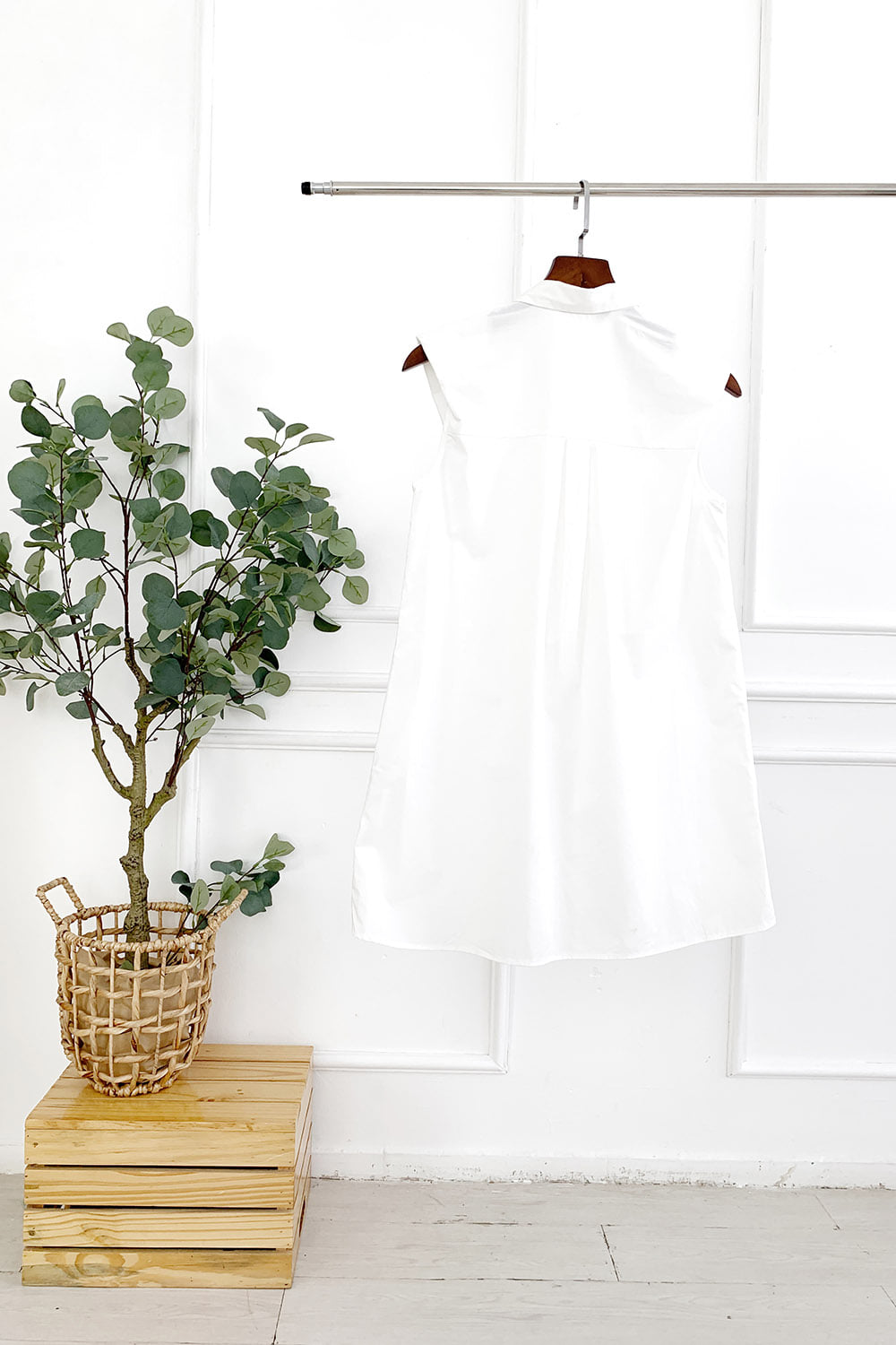 DOTTIE - Đầm sơ mi độn vai nữ DOTTIE trắng - D0058