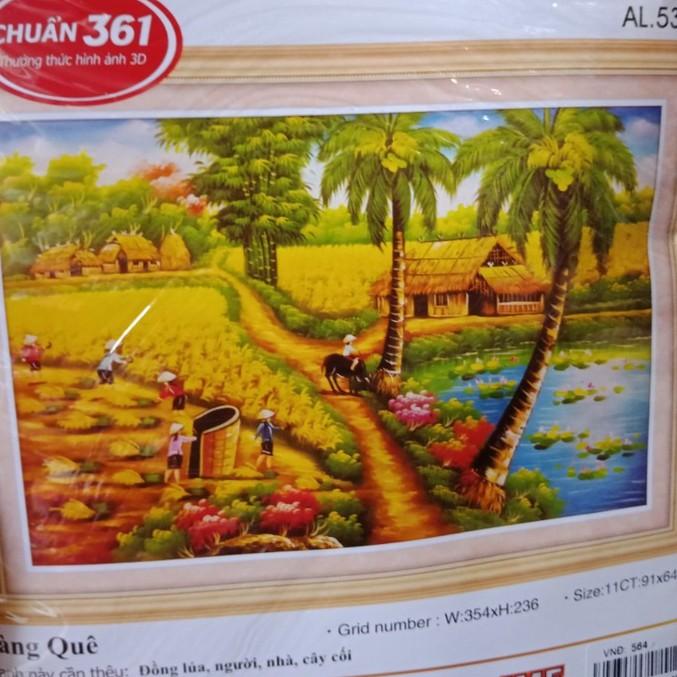 Tranh thêu Làng Quê - Mùa Gặt ms 53470